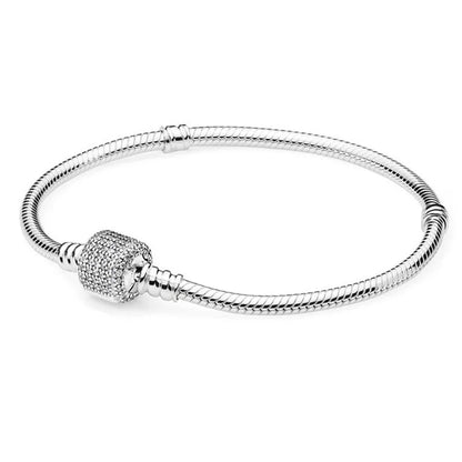 Sterling Silver 925 Original Pineapple Heart Flower Zircon Bracelet Suitable For DIY Charm Birthday Jewelry Gifts