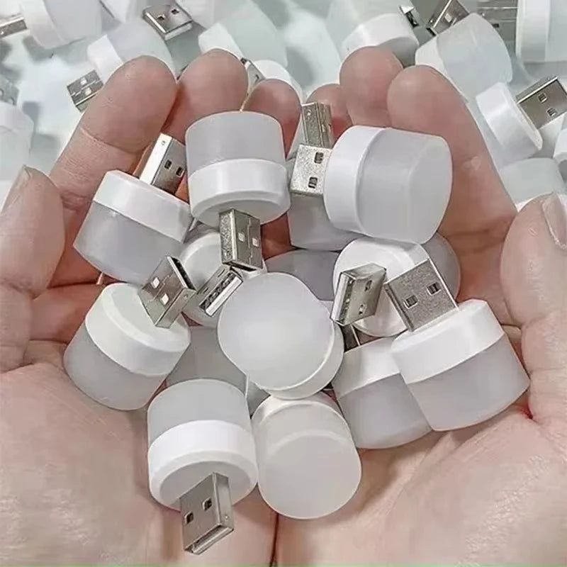 1/20Pcs Mini USB Night Light Warm White Eye Protection Book Reading Light USB Plug Computer Mobile Power Charging LED Night Lamp