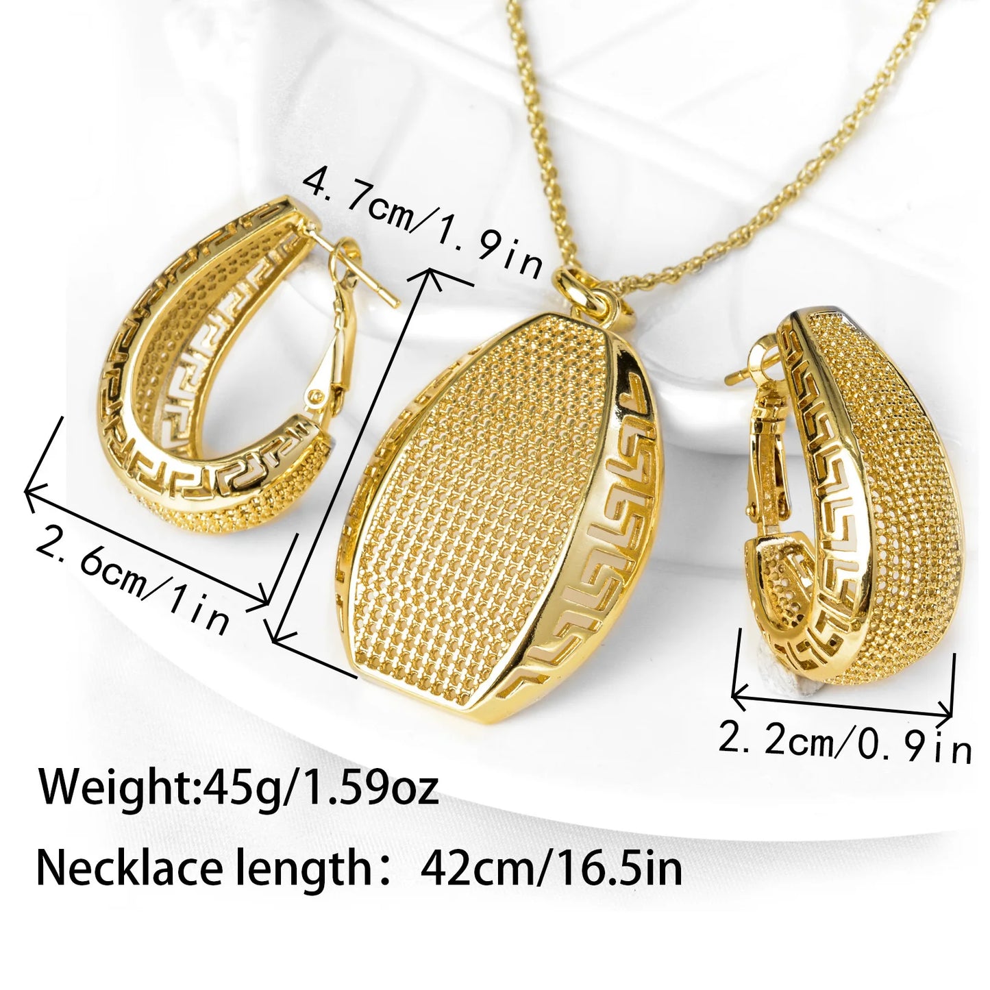 Sunnice Trendy Copper Earrings Pendant Set 18K Gold Plated for Women Gift Anniversary Party