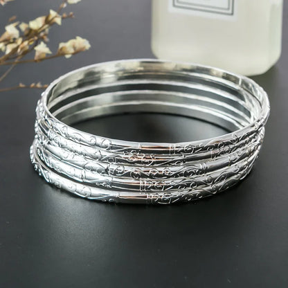 5Pcs/Set Simple Carving Flower Pattern Cuff Bracelet Bangle Sets For Women Accessories Pulsera Amuleto Trendy Fashion Jewel