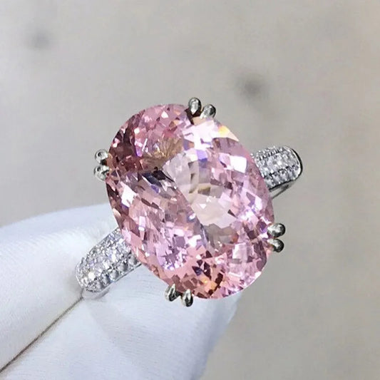925 Sterling Silver Rings for Women Pink Cubic Zirconia New Wedding Engagement Band Accessories Luxury Trendy Lady Jewelry Gift