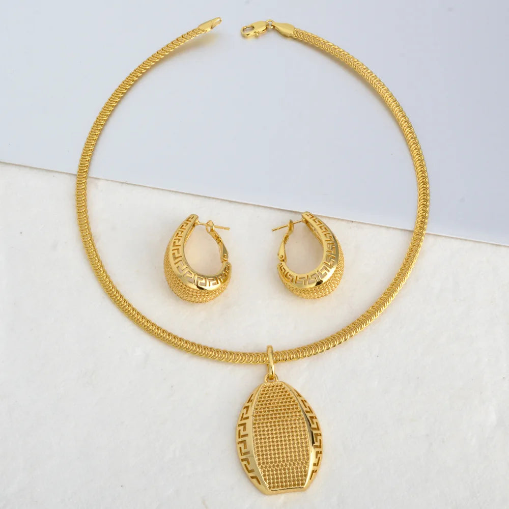 Sunnice Trendy Copper Earrings Pendant Set 18K Gold Plated for Women Gift Anniversary Party