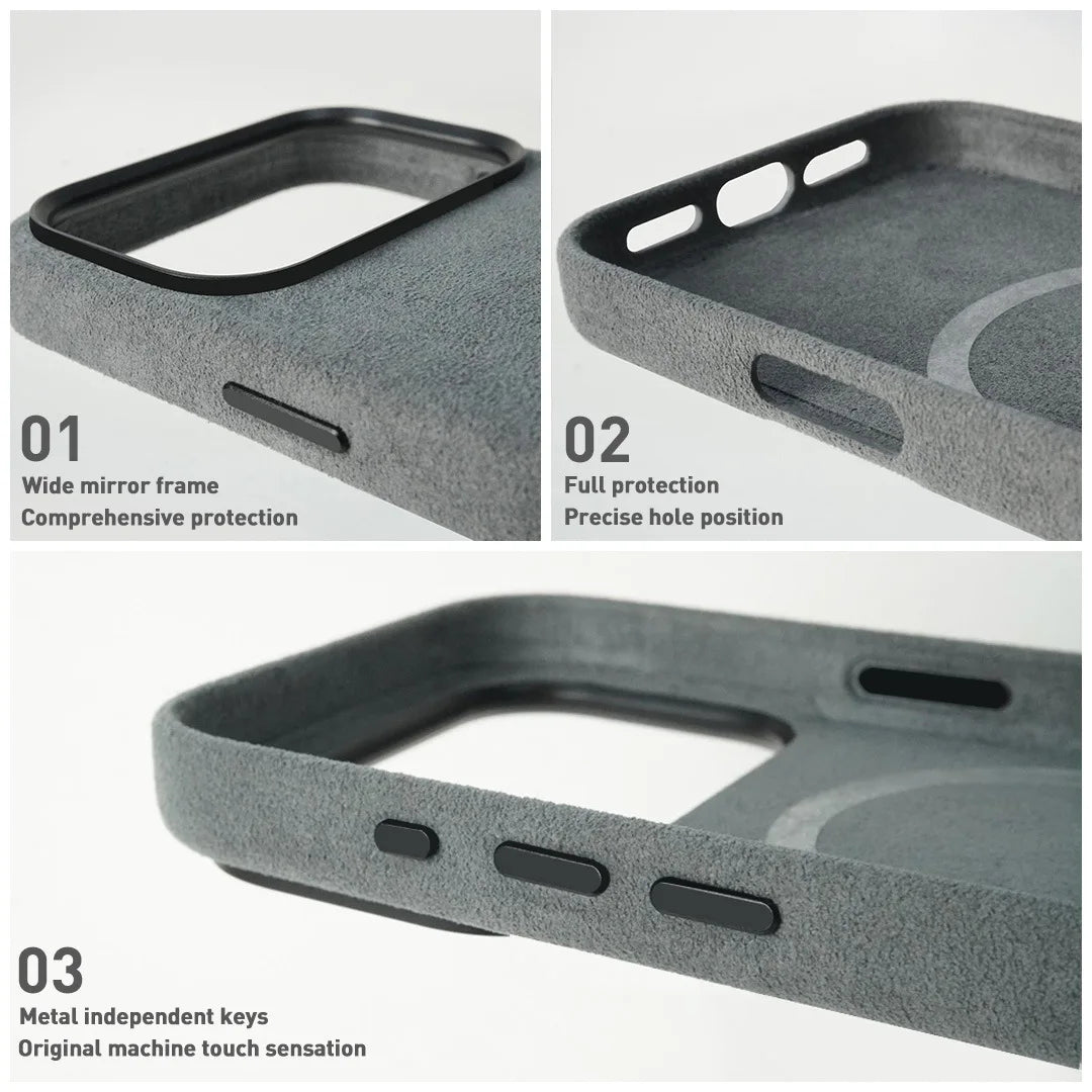 Premium Real Italian Imported Alcantara Magnetic Case for iPhone 17Pro 17Air 17 Pro Max with MagSafe Business Soft Touch Cover