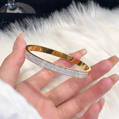 Luxury Gold Plated Bangles Jewelry Women's Hand Bracelet Stainless Steel Bangle Gifts for Women Fashion Accessories Mother's Day