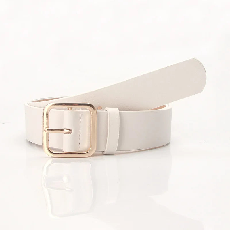 3.5x105cm Women's Belt Soft PU Leather Belt Square Pin Buckle Jeans Belt Korean Version Chic Ladies Vintage Female Waistband