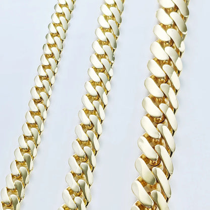 HHIOK Hot Sale Monaco 14k Gold Plated Mans Chain Iced Out Clasp Necklace Miami 12/15/20mm Brass Cuban Link Chain for Men
