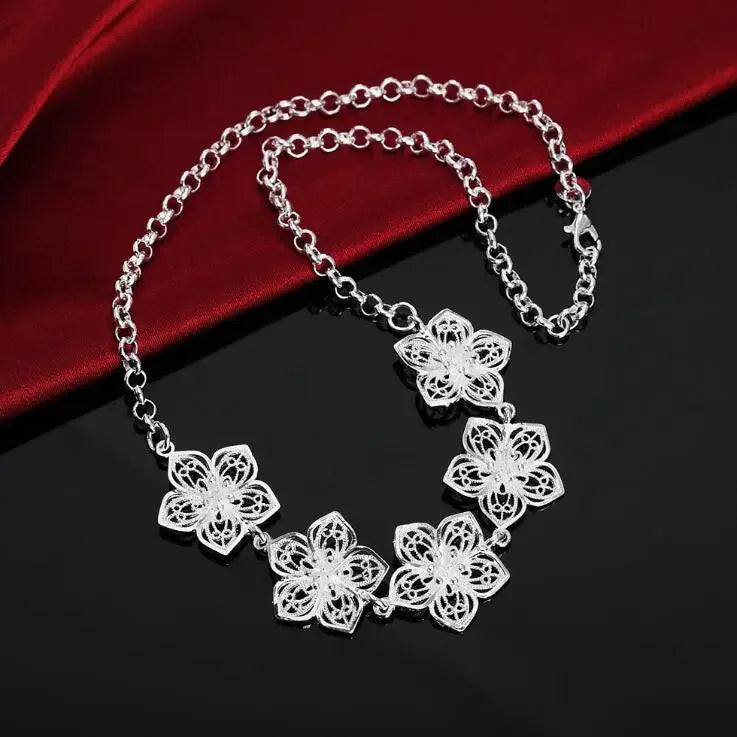 silver Plated gorgeous charm fashion charm heart wedding lady love necklace noble luxury 18 inches Silver jewelry , N270