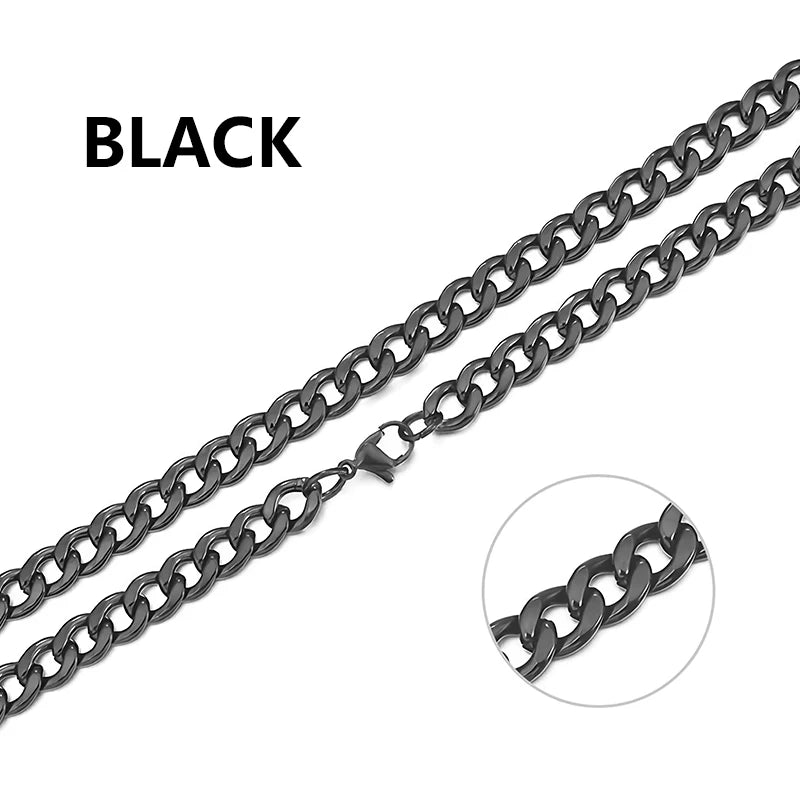 Women Men's Necklace Stainless Steel Black Gold Color Curb Cuban Link NK Chain Silver Color Basic Punk Male Choker Jewelry Gift