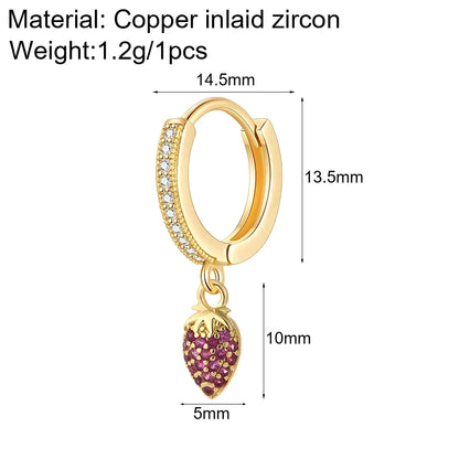 Sun Cute Fruit Hoop Earrings for Women Gold Color Heart Evil Blue Eye Dangle Earrings Micro Pave CZ New in Fashion Jewelry