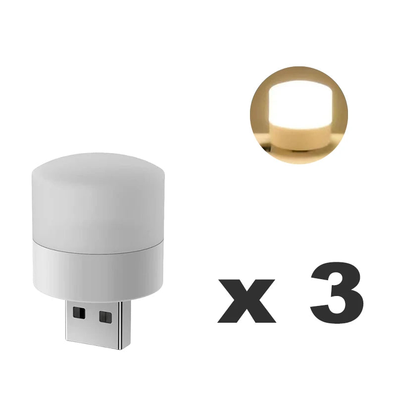 1/20Pcs Mini USB Night Light Warm White Eye Protection Book Reading Light USB Plug Computer Mobile Power Charging LED Night Lamp