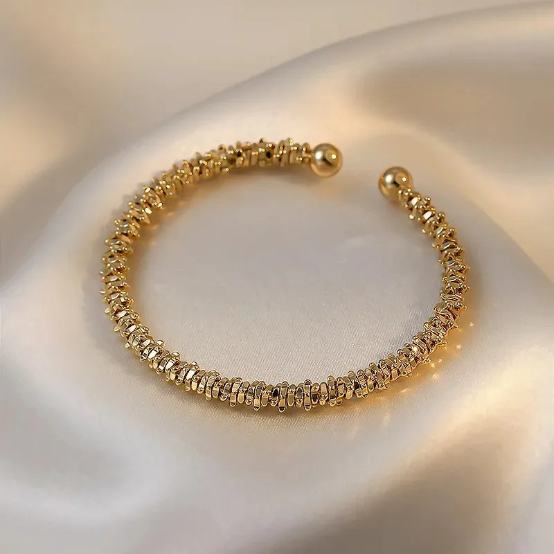 Light Luxury Classic Gold Color Twisted Open Bracelet for Women Fashion Metal Geometric Adjustable Cuff Bangle Jewelry Gifts