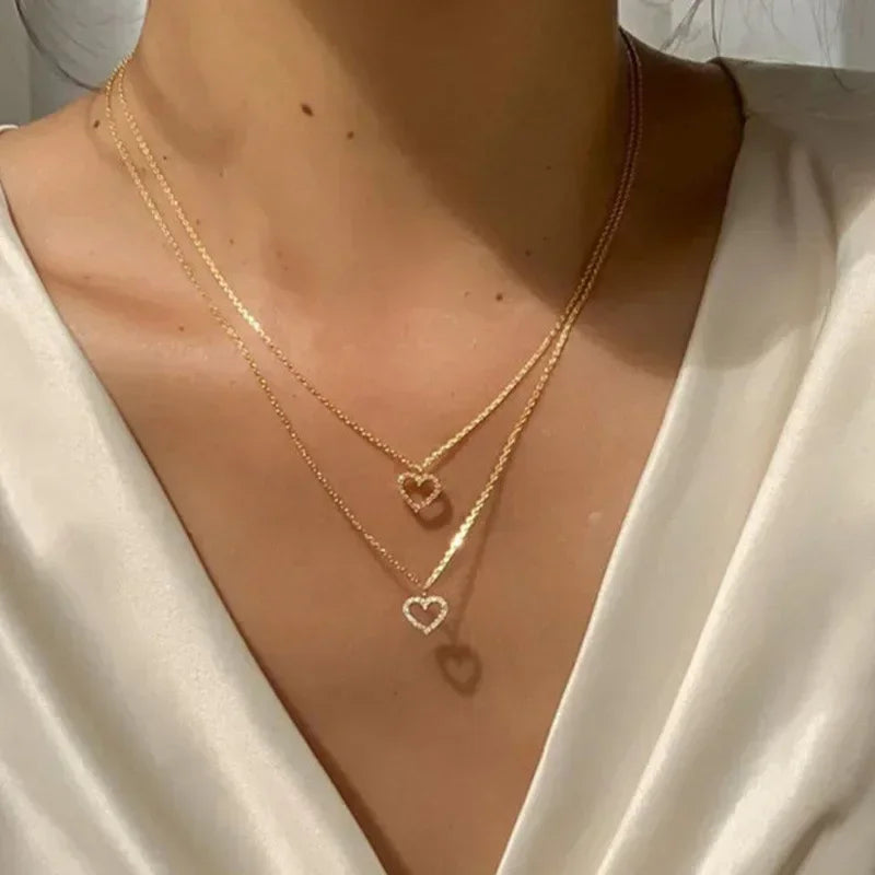 1Pcs Simple Chokers Necklace for Women Heart Shaped Pendant Necklaces Bohemia Cheap Jewelry for Girls Clavicular Chain jewelry