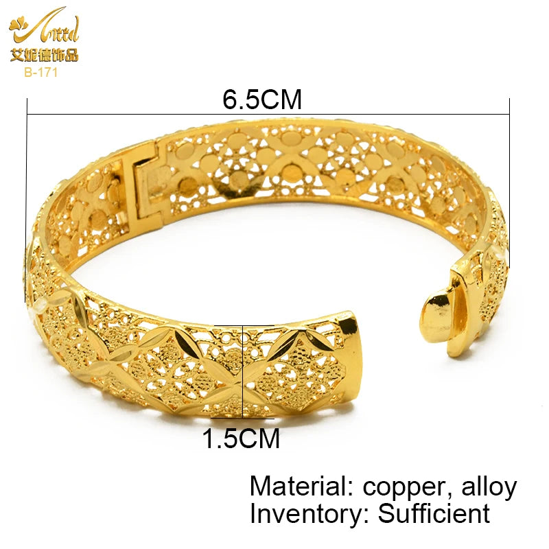 ANIID Dubai 24K Gold Plated Jewelry Bangle Wedding Party Gifts Arabic Women Braclets Indian Bangle Charm Bracelets Wholesale