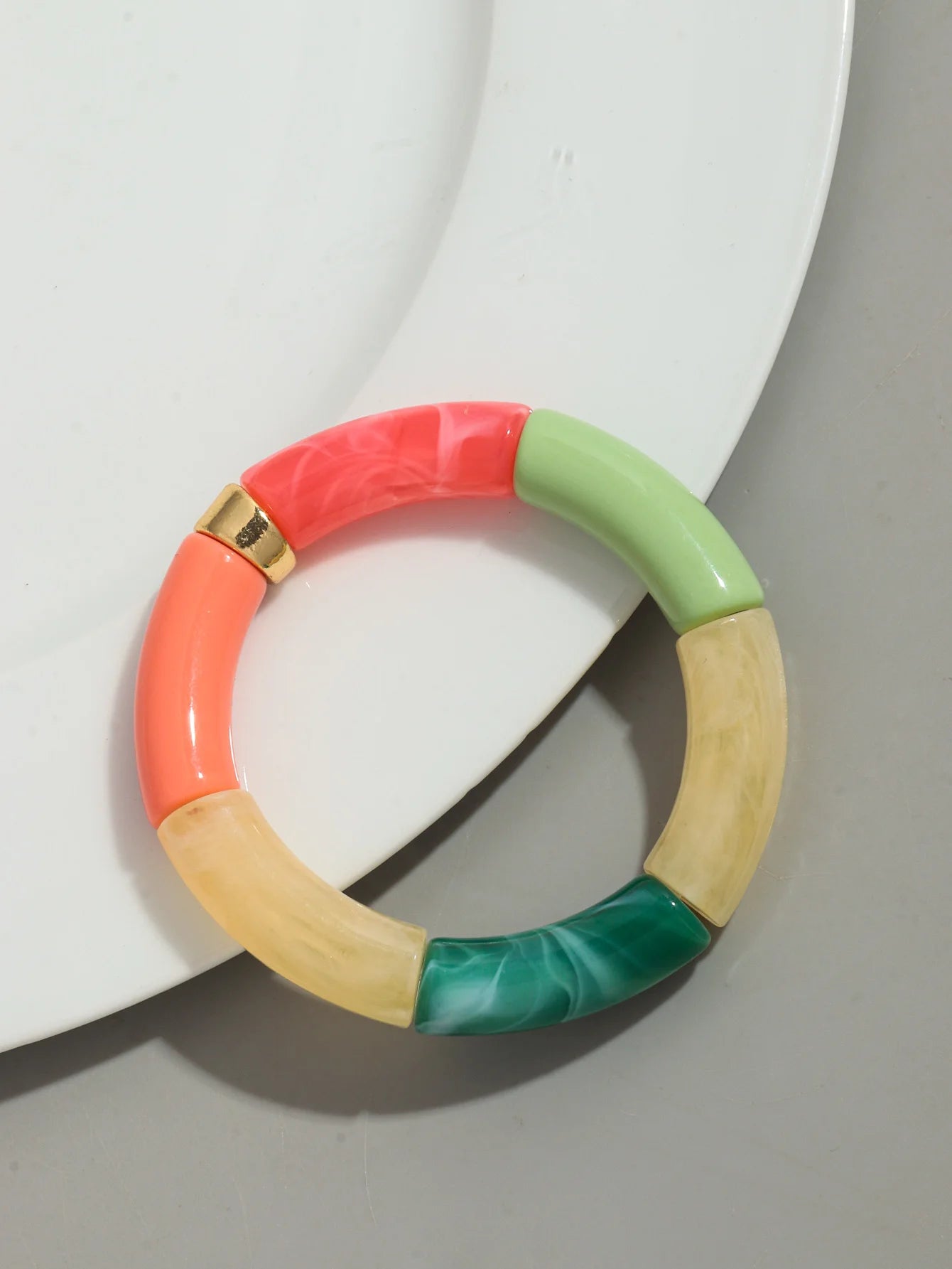 Bohomia Acrylic Design Style Chunky Bamboo Stackable Bracelet for Women Boho Elastic Colorful Tube Beads Braceletes 2024 Jewelry