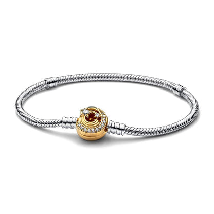 Sterling Silver 925 Original Pineapple Heart Flower Zircon Bracelet Suitable For DIY Charm Birthday Jewelry Gifts