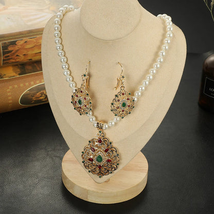 Moroccan ladies jewelry 2-piece set necklace earrings Arabic bridal party accessories ladies festival gifts