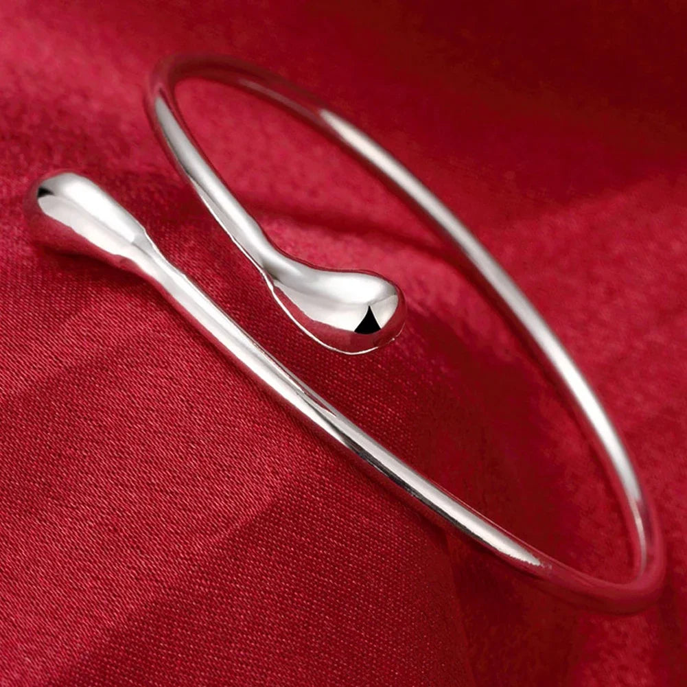 Trendy 925 Sterling Silver Big Bangles Bracelet Cute Charms for Women Lady Fashion Jewelry Adjustment Cuff Wedding Luxury