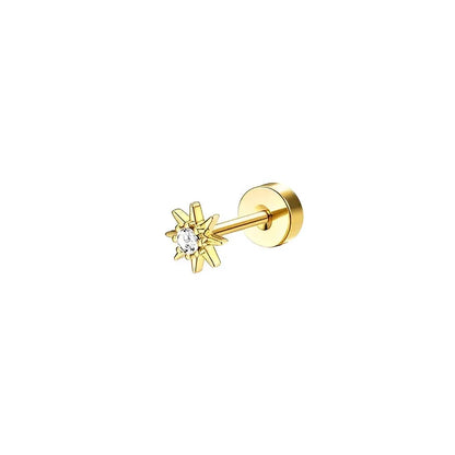 Bobisty 1pc Earrings for Sensitive Ears Surgical Stainless Steel Earrings for Women Dainty Flat Back Earring Stud Hoop Cartilage