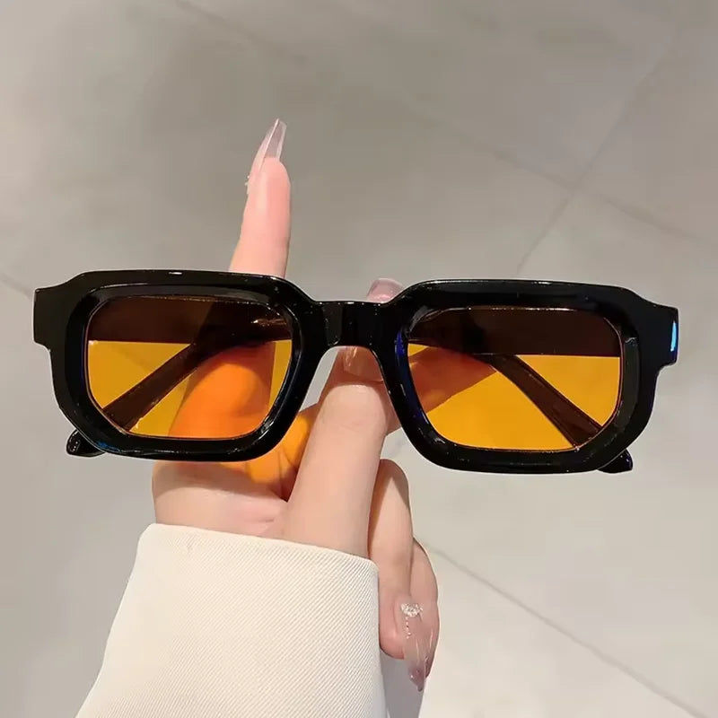 New Men Vintage Rectangle Frame Sunglasses Fashion Retro Sun Glasses Luxury Brand Design Glasses UV400 Eyewear Women Goggles
