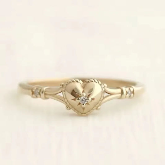 Hot Selling Gold Plated Stainless Steel Rings For Women Heart Ring Jewelry Accessories Wholesale Size 5-11