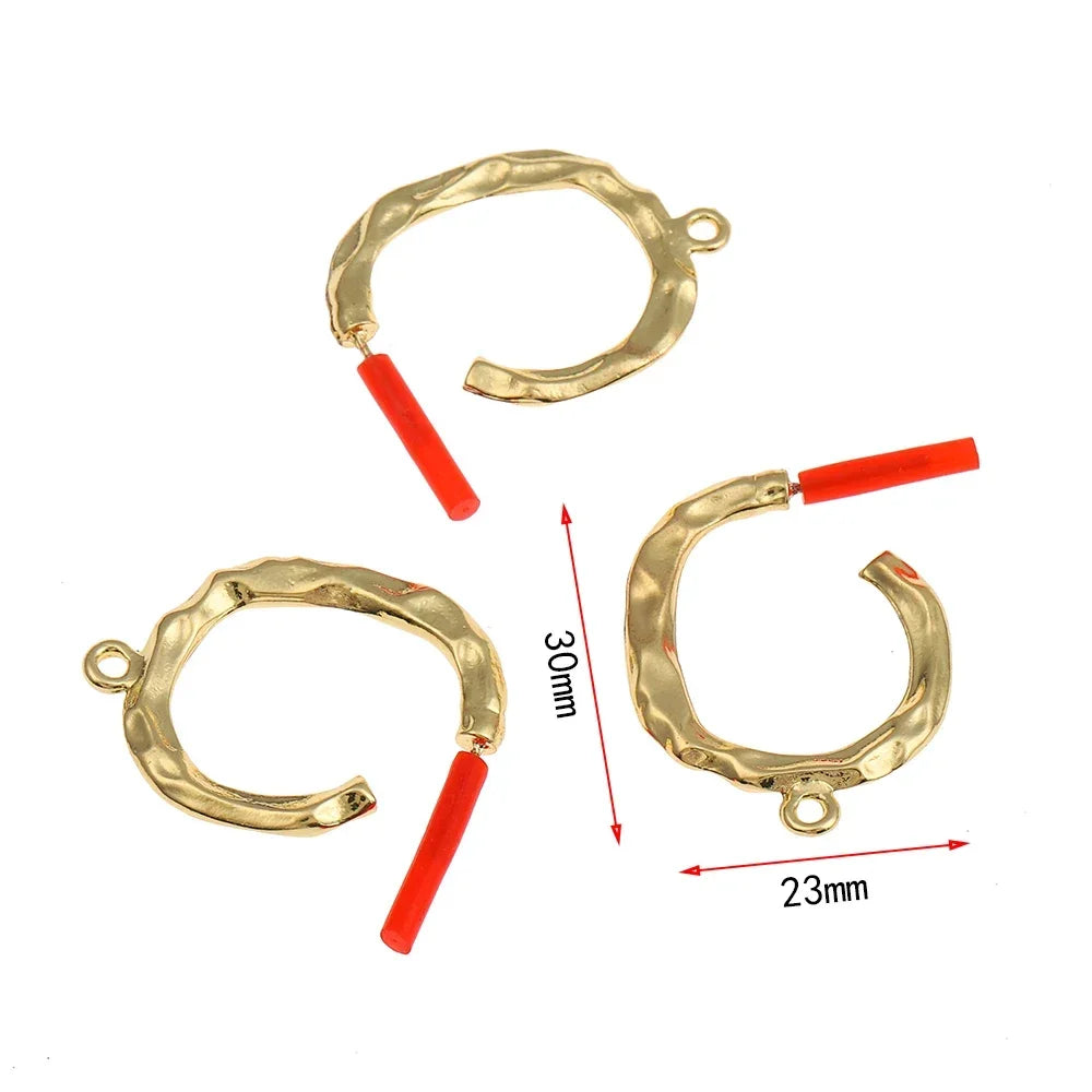 10pcs/set DIY Stainless Steel Earrings Connectors Round Irregular Gold Color Earrings Back Earrings Setting for Jewelry Making