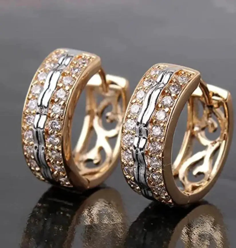 Exquisite Personal Gold Color Inlay Zircon Hoop Earrings For Women Girl Party Accessories Custom Jewelry