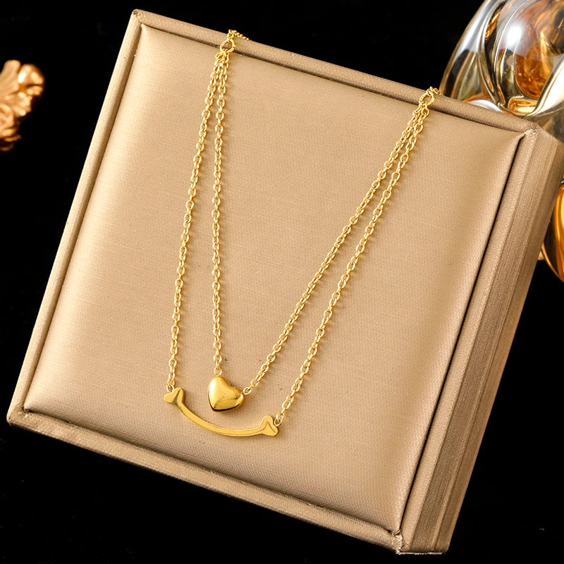 EILIECK 316L Stainless Steel Simple Zirconia Pearl Pendant Necklace For Women Fashion Collar Neck Chain Waterproof Jewelry Gift