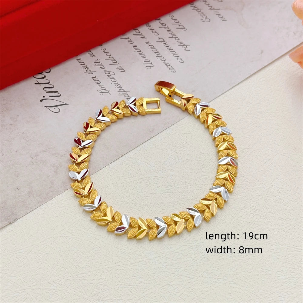Stainless Steel Women's Hand Bracelet Crown Heart Leaves Flower Wide Chain Wristband Pulsera Femme Vintage Jewelry Party Gifts