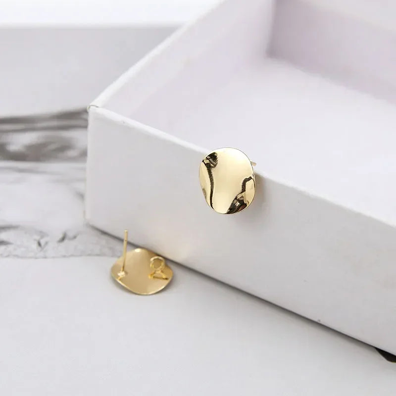 10pcs/set DIY Stainless Steel Earrings Connectors Round Irregular Gold Color Earrings Back Earrings Setting for Jewelry Making