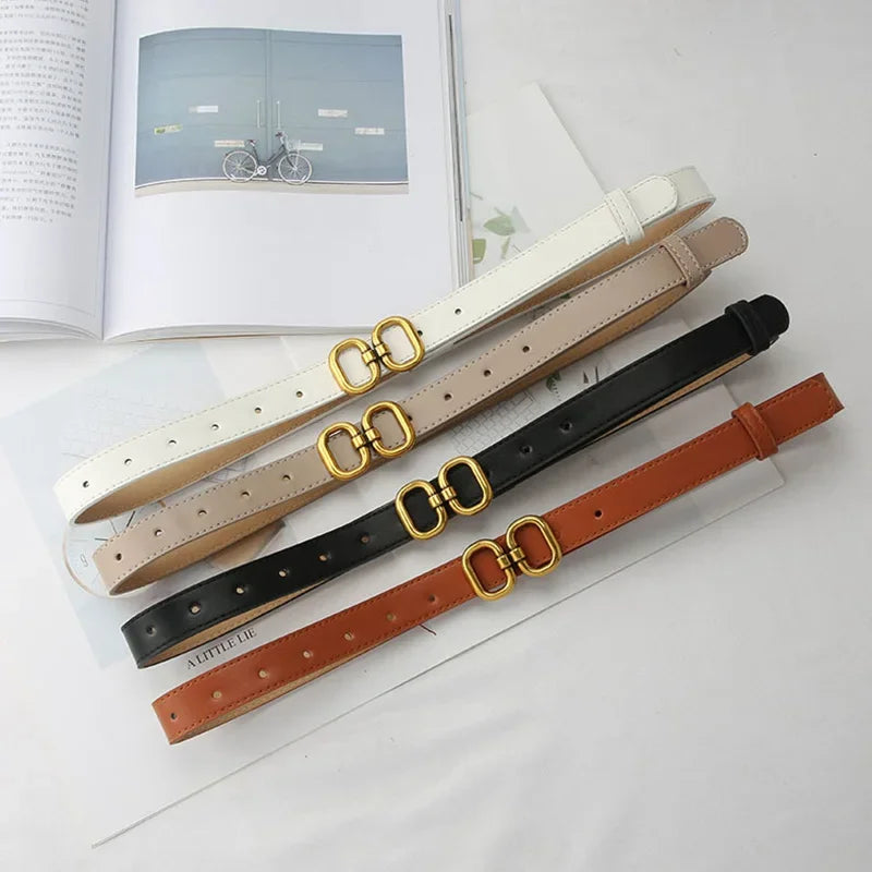Belt for Women Famous Brand Luxury Designer Thin Waist Straps Fashion Women PU Leather Jeans Dress Trouser Denim Belt Waistband