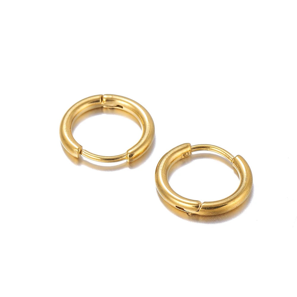 10Pcs/Lot Stainless Steel Circle Hoop Earring Gold Color Round Geometry Earrings Jewelry Findings for DIY Earring Jewelry Making