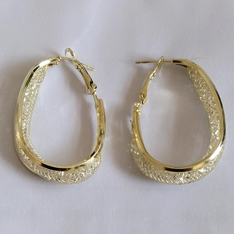 Mesh Crystal Dangle Earrings for Women Vintage Trendy Party Jewelry Punk Statement Metal Geometry Twist Hoop Earrings Gift