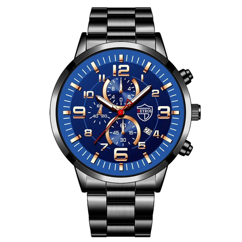Men's Watches Luxury Stainless Steel Quartz Watch Man Leather Calendar Sports Wristwatch Luminous Clock reloj hombre
