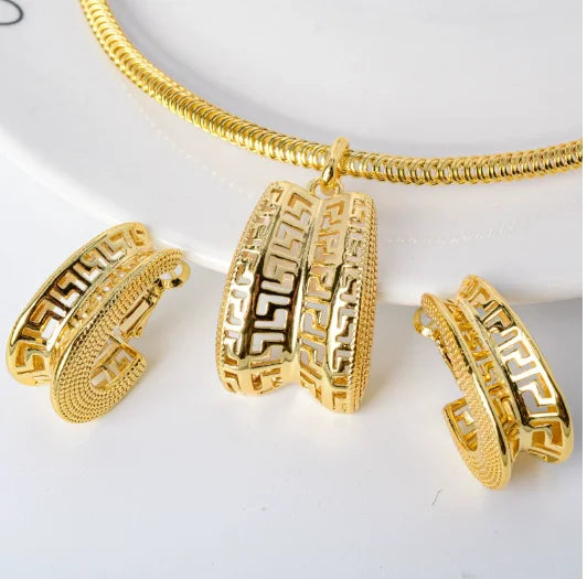 Sunnice Trendy Copper Earrings Pendant Set 18K Gold Plated for Women Gift Anniversary Party