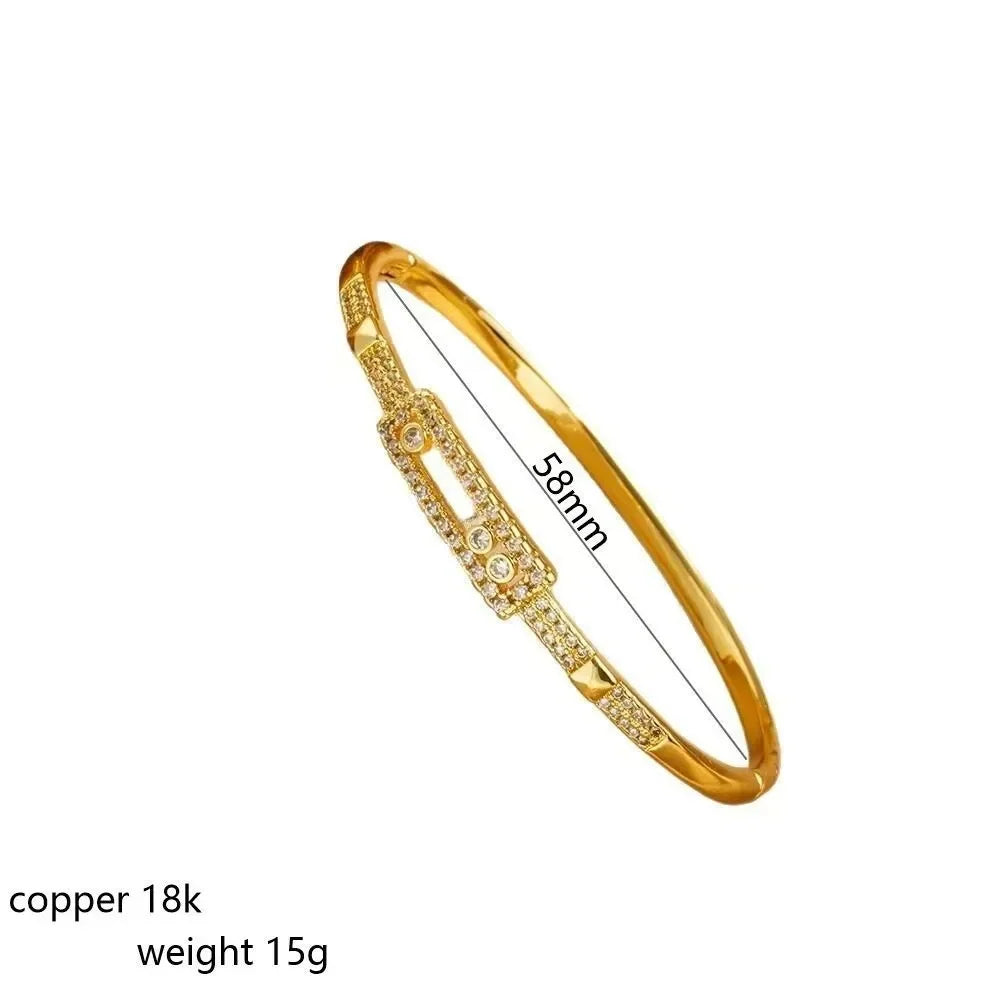 2025 new A simple and fresh women's bracelet with three rows of zirconium openings and hollowed-out lively diamonds