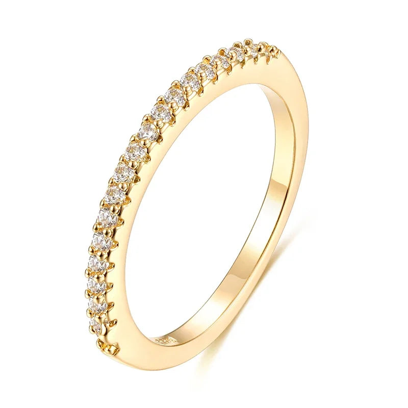 Luxury Gold Color Geometry Cubic Zirconia Wedding Rings for Elegant Women Engagement Ring Party Jewelry Gift
