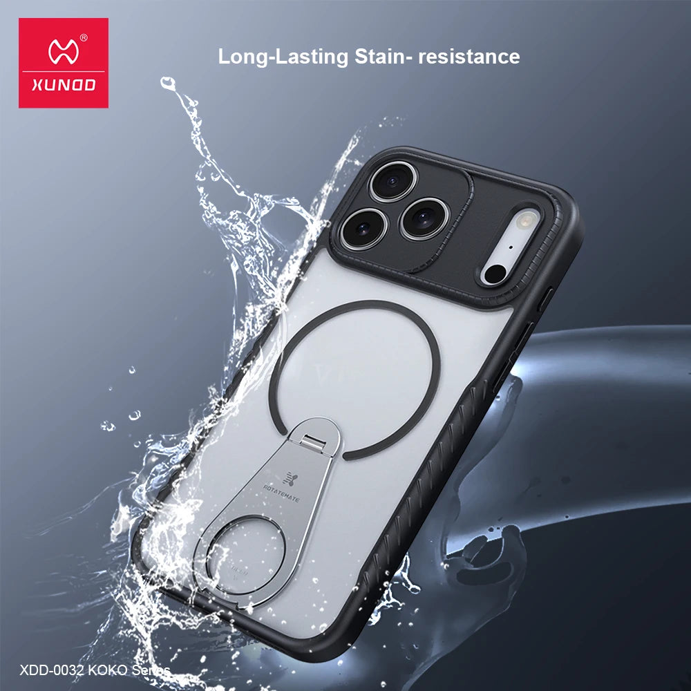 Xundd for iPhone 17 Pro Max 17 Pro 17 Air Magnetic Case with Kickstand,360° Fully Adjustable Stand Matte Transprent Phone Case