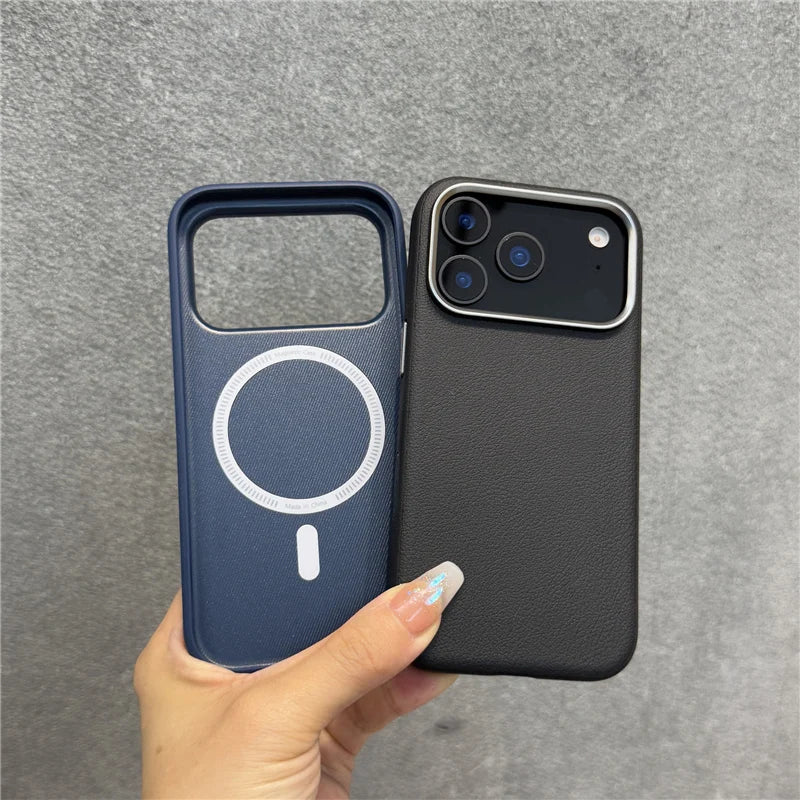 Luxury Solid Color PU Leather Magsafe Case For iPhone 17 Air 17Pro 17Pro Max Active Touch Camera Button Lens Protection Cover