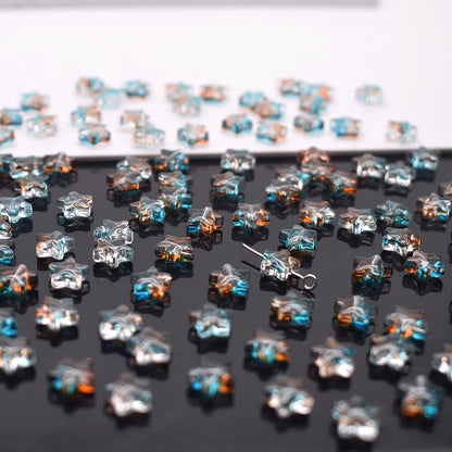 Mixed-color 8mm 60pcs Star Beads Czech Glass Loose Spacer Beads Handmade Diy Accessories Jewelry Making Necklace Earrings