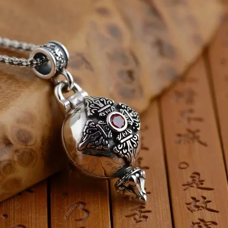 Gawu Box Pendant Can Be Opened Vajra Pestle Six-Character Sutra Zircon Buddha Necklace Male and Female Amulet Jewelry