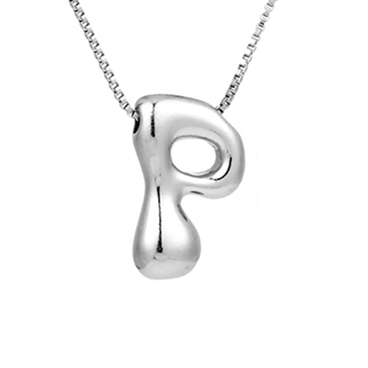 Delicate Chunky Balloon 26 Letter Necklace Bubble Initial Alphabet Pendant Box Chain Choker Stainless Steel Gold Plated Jewelry