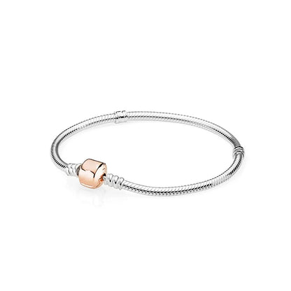 Sterling Silver 925 Original Pineapple Heart Flower Zircon Bracelet Suitable For DIY Charm Birthday Jewelry Gifts