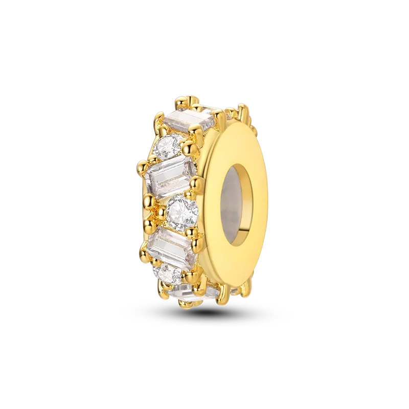 Gold Series DIY Charms Bead Original 925 Sterling Silver Inlaid Zirconium Sun Leopard Pendants Fit Bracelet Jewelry Gift Marking