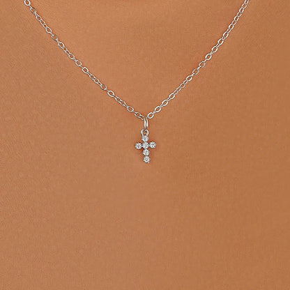 2025 Y2K Pearl Cross Pendant Necklace Hip Hop Retro Women Religious Zircon Chain Necklaces Girls Punk Party Trendy Jewelry Gifts