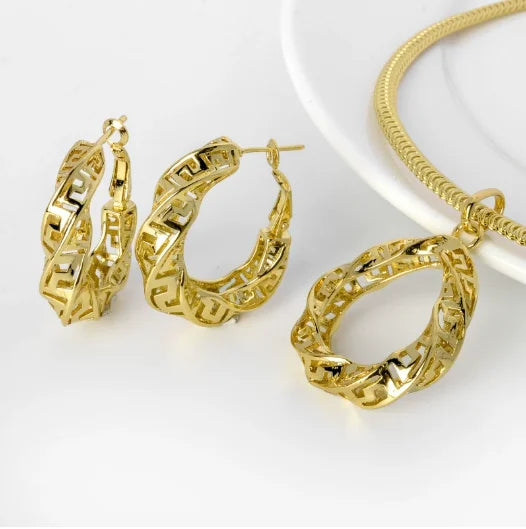 Sunnice Trendy Copper Earrings Pendant Set 18K Gold Plated for Women Gift Anniversary Party