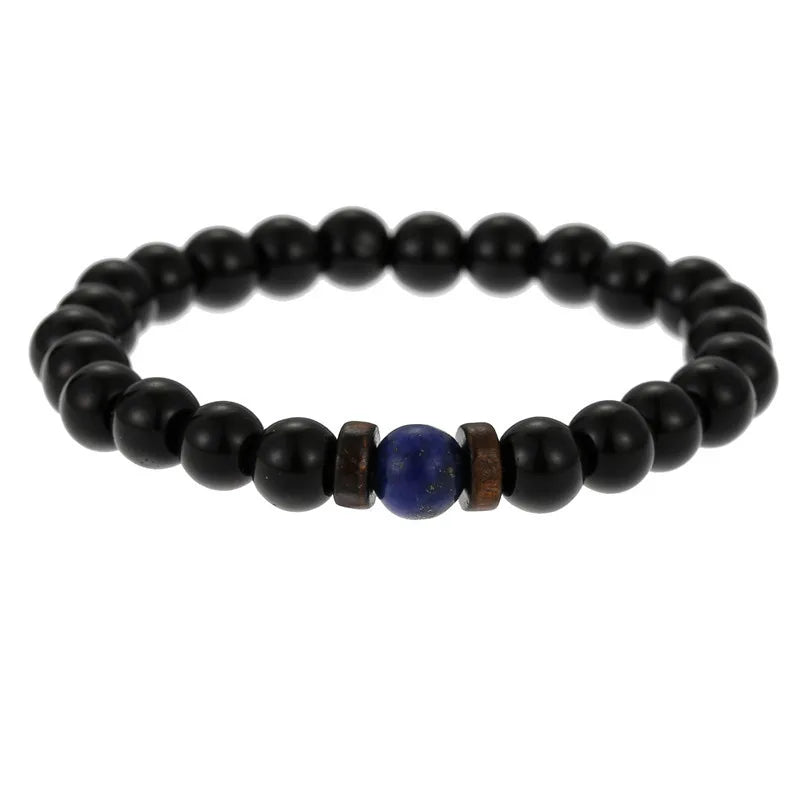 Natural Volcanic Lava Stone Beaded Bracelets for Women Men Jewelry Tiger Eyes Lapis Lazuli Healing Balance Chakra Bead Bracelet