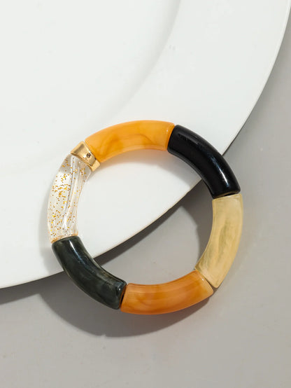 Bohomia Acrylic Design Style Chunky Bamboo Stackable Bracelet for Women Boho Elastic Colorful Tube Beads Braceletes 2024 Jewelry