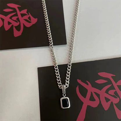 Mewanry Thick Chain Blue Zircon Necklace For Women Couple Fashion Simple Personality Classic Elegant Hip Hop Party Jewelry Gifts