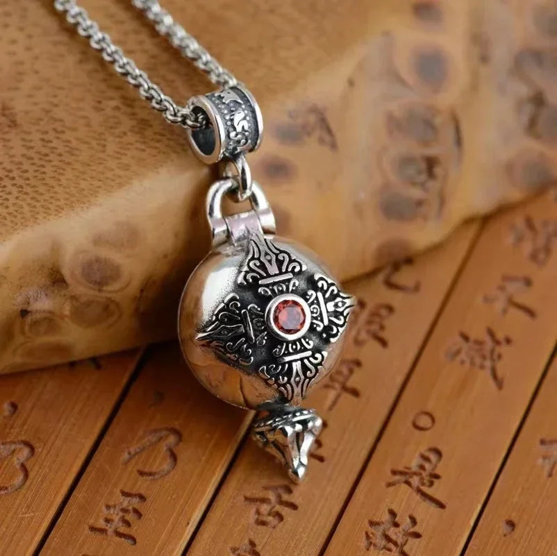 Gawu Box Pendant Can Be Opened Vajra Pestle Six-Character Sutra Zircon Buddha Necklace Male and Female Amulet Jewelry