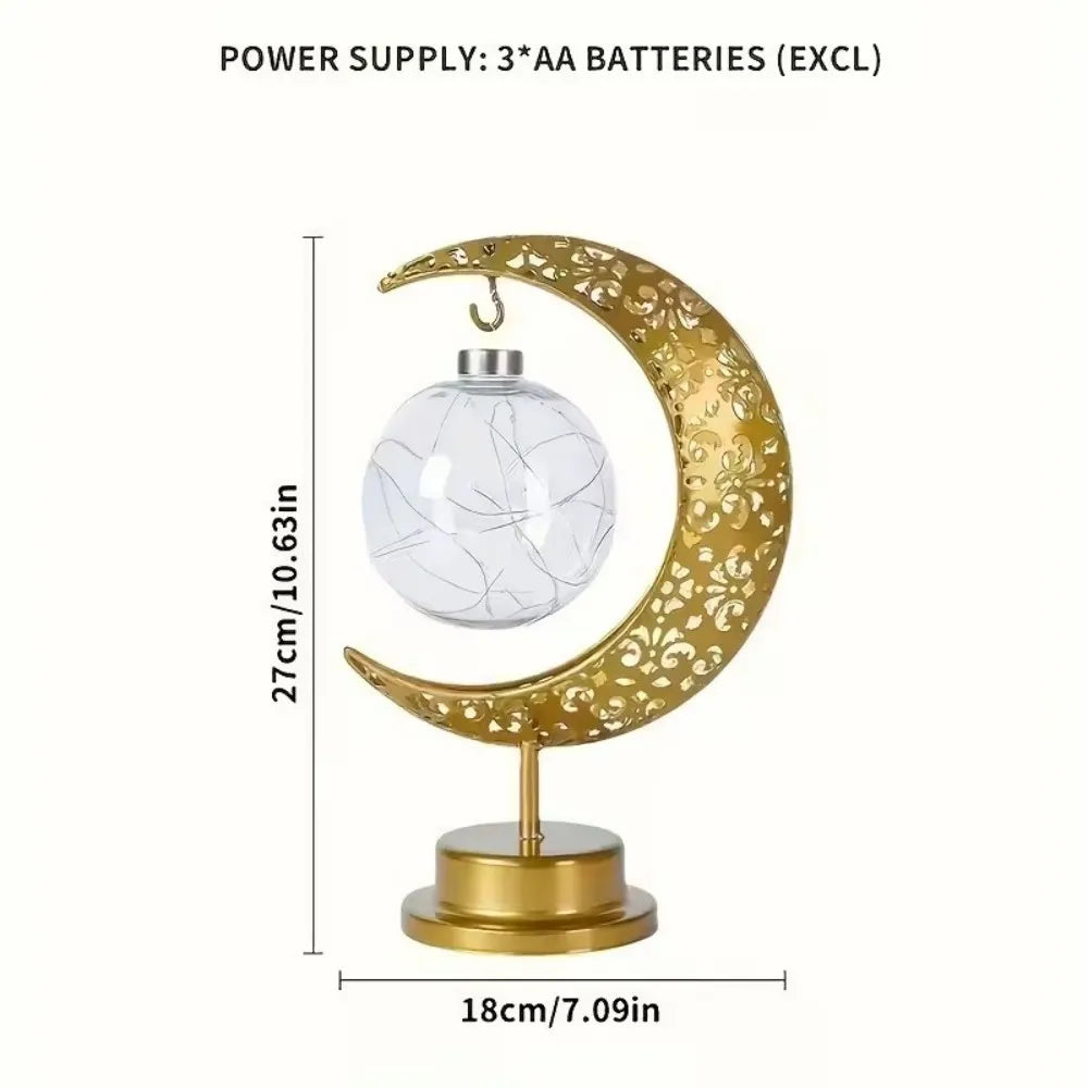 1PC LED Star & Moon Decorative Table Lamp,Powered by 3AA Batteries,Excluding Batteries, Ramadan Desktop Modeling Lamp